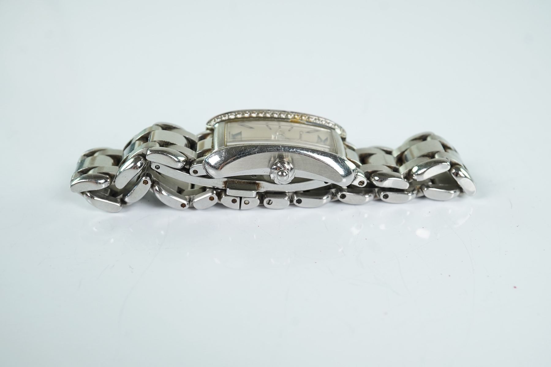 A lady's 2007 stainless steel and diamond set Carl F. Bucherer quartz wrist watch, on a stainless steel bracelet
